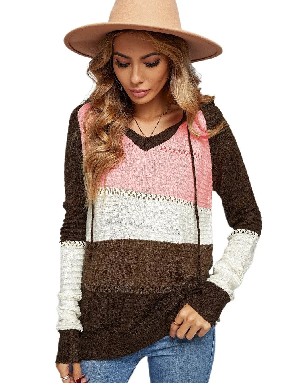 Beachside Sunset Striped Knit Hoodie