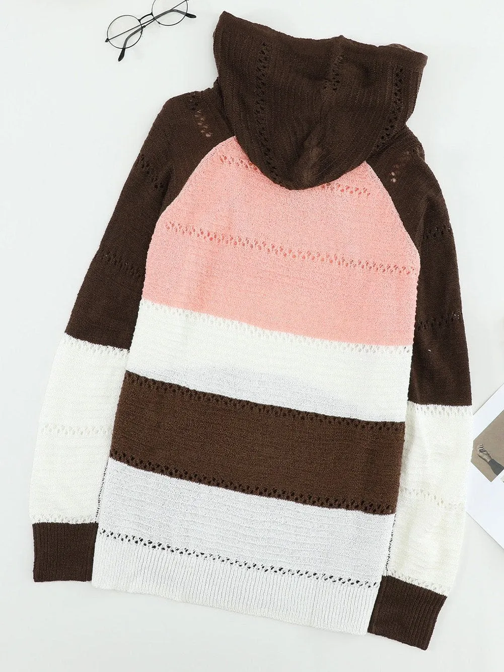 Beachside Sunset Striped Knit Hoodie