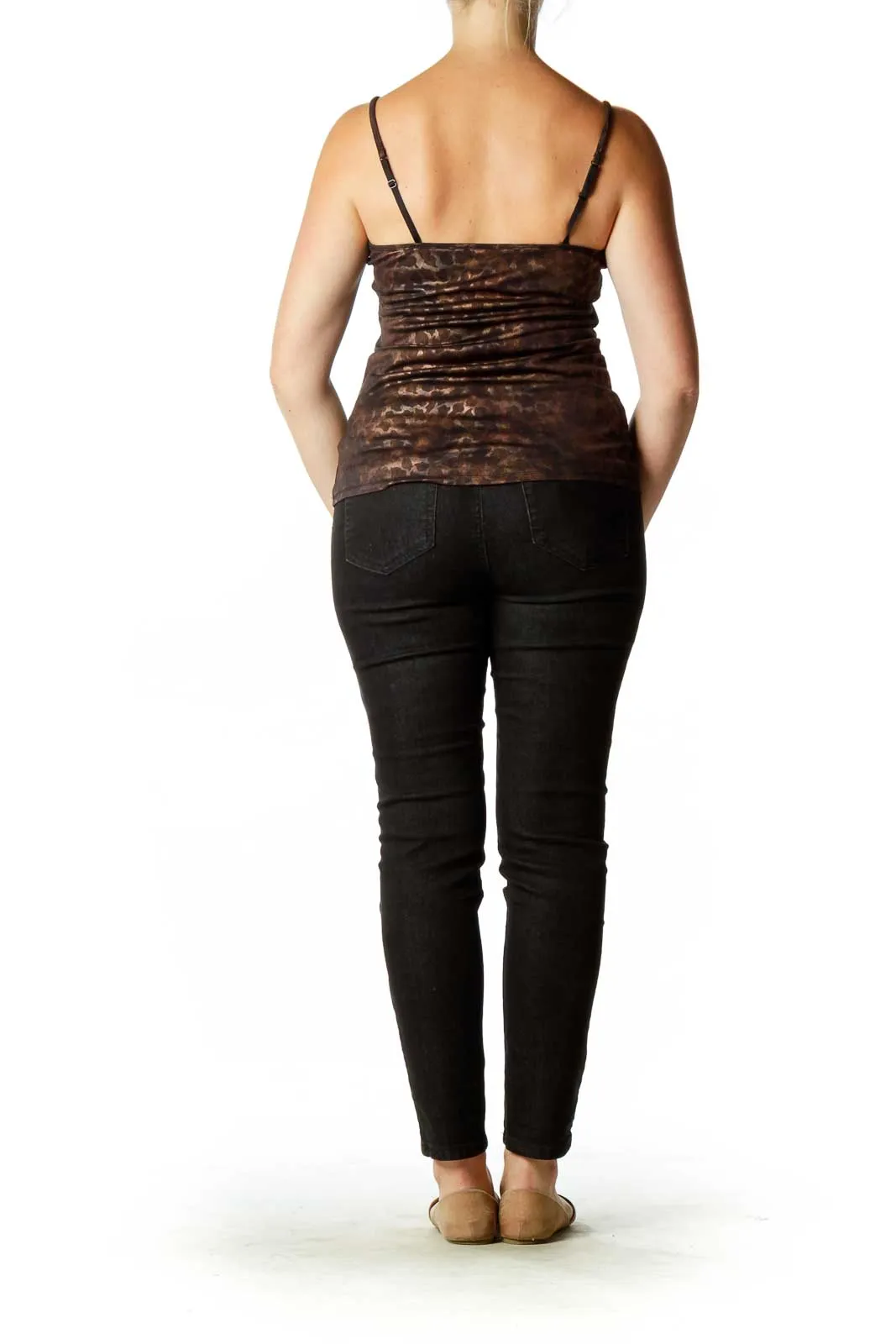 Black Brown Metallic Tank Top