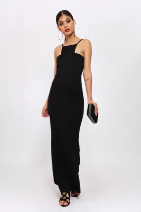 Black High Square Cut Neck Maxi