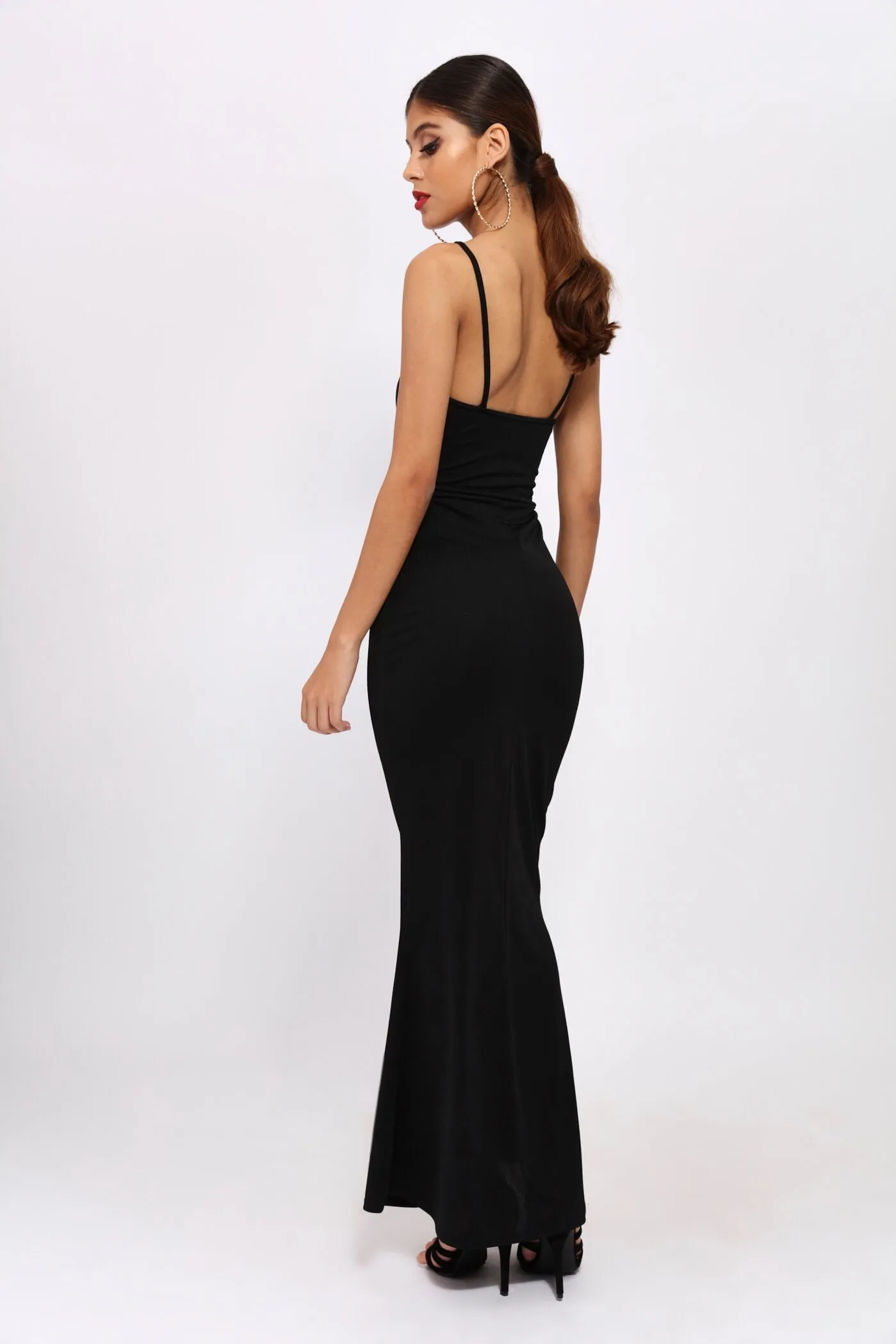 Black High Square Cut Neck Maxi