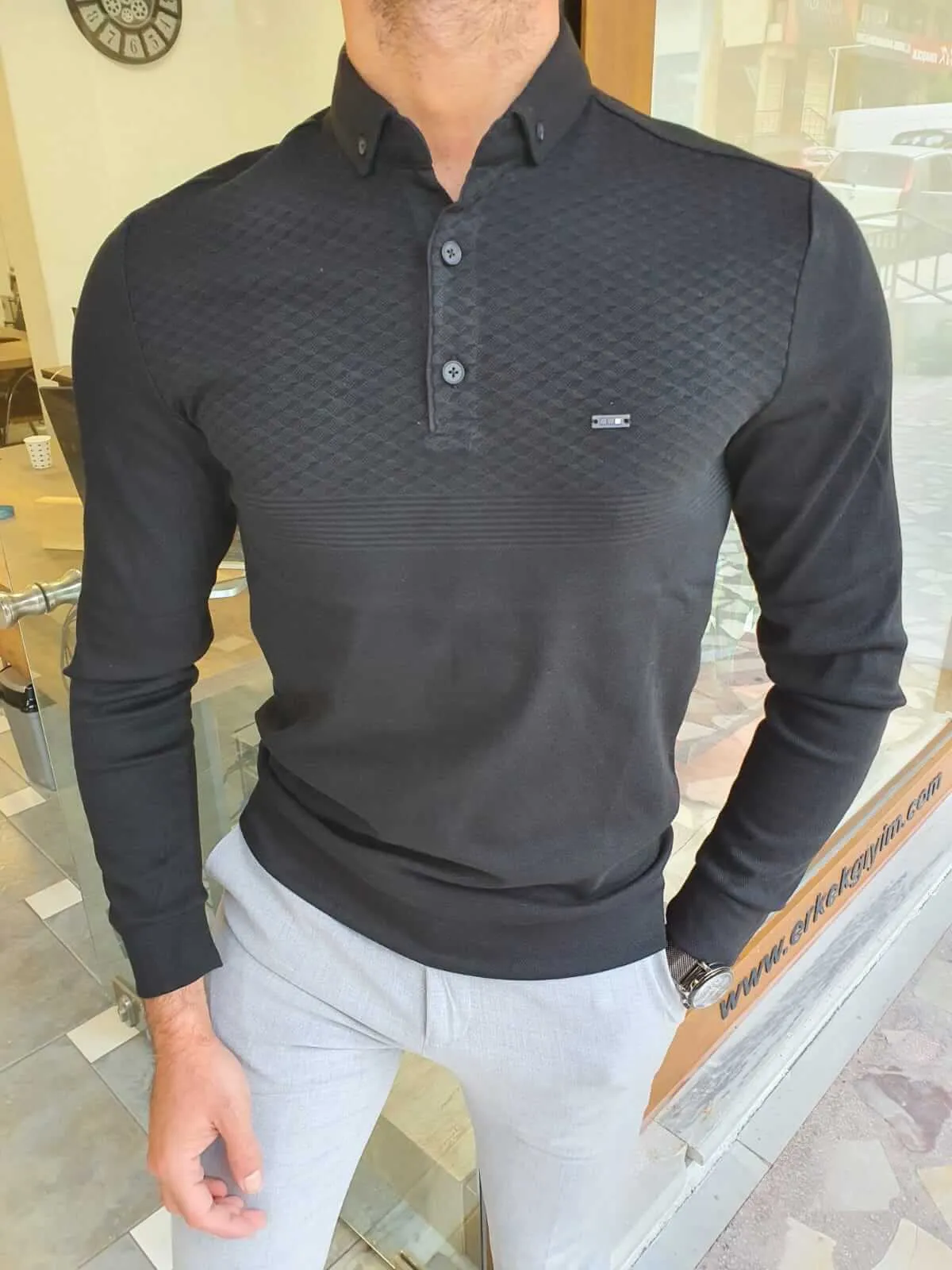 Black Longsleeve combed knitwear