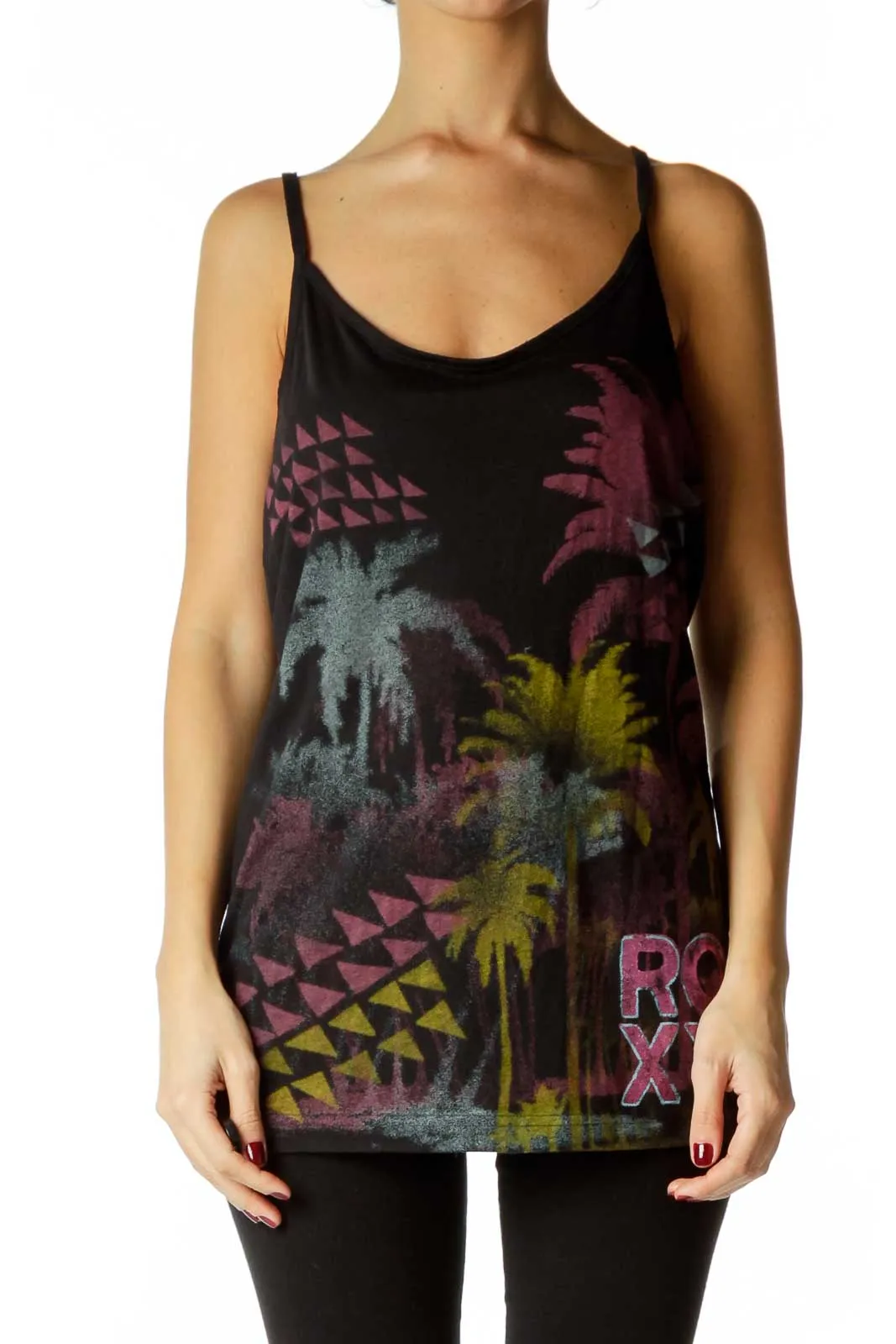 Black Print Tank Top