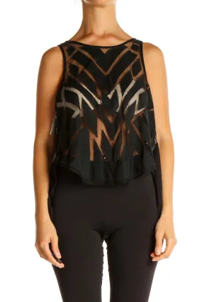 Black Sheer Geometric Tank Top