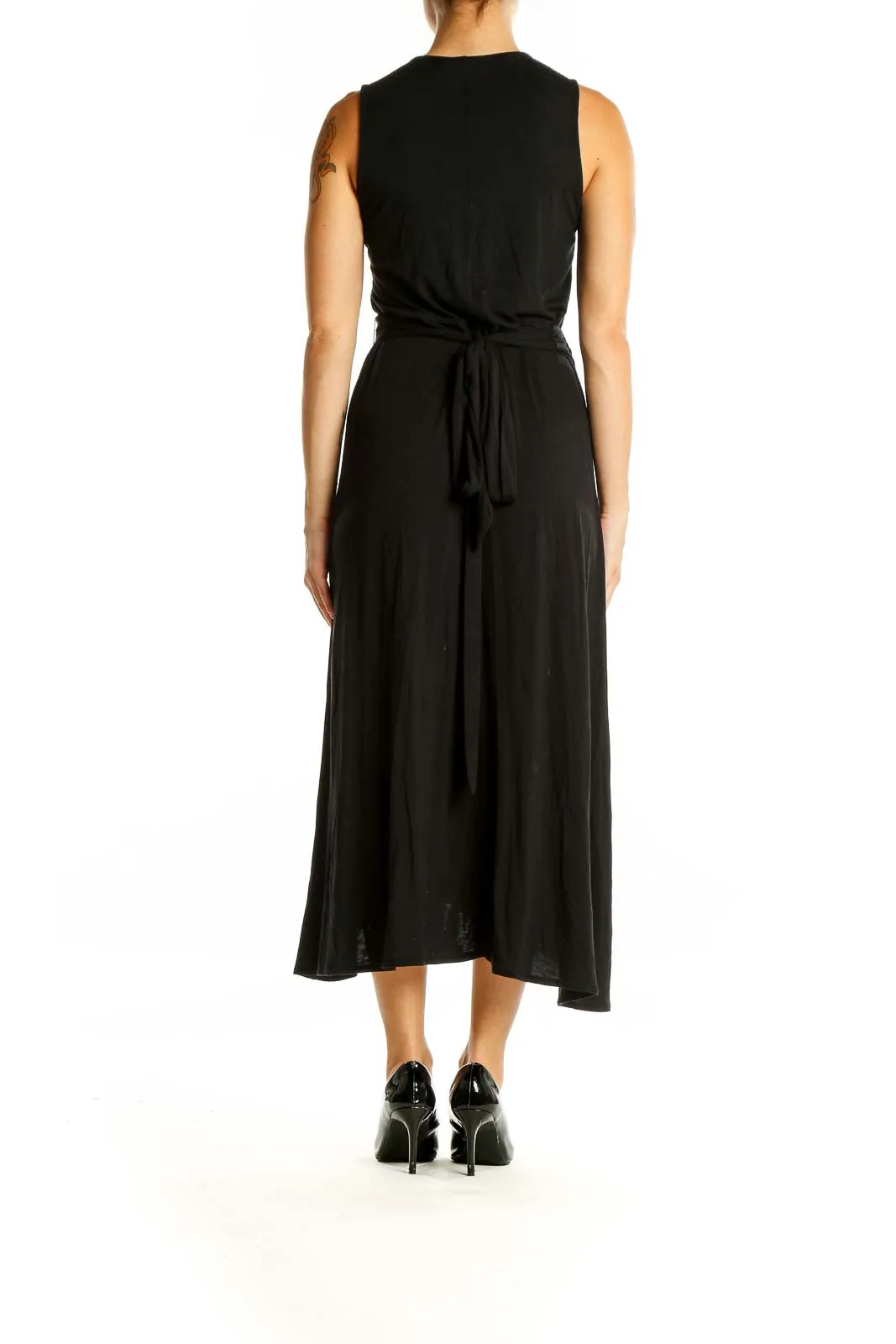 Black Wrap Midi Dress