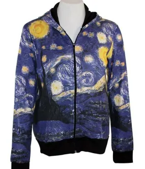 Breeke & Company Starry Night Hand Silk-Screened, Cotton Micro Blend Hoodie