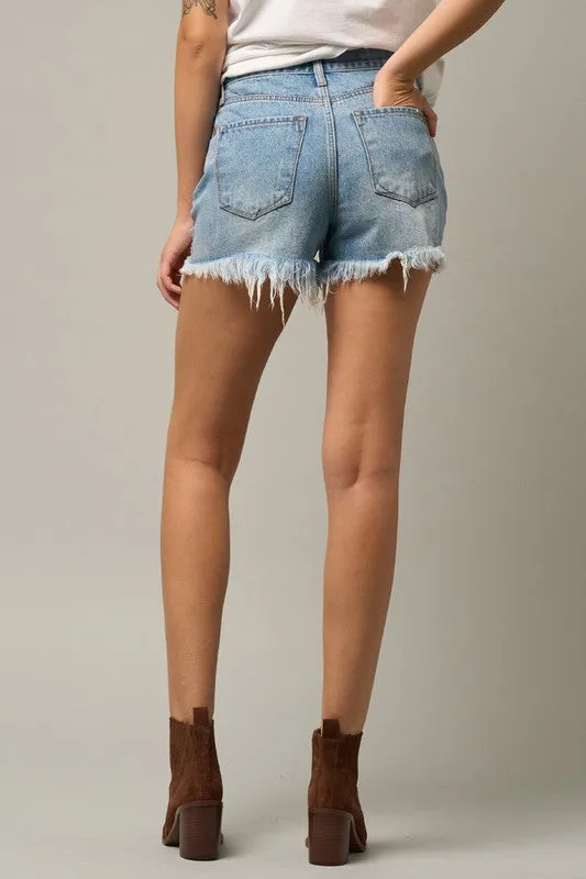 CROSSOVER PREMIUM DENIM MOM SHORTS