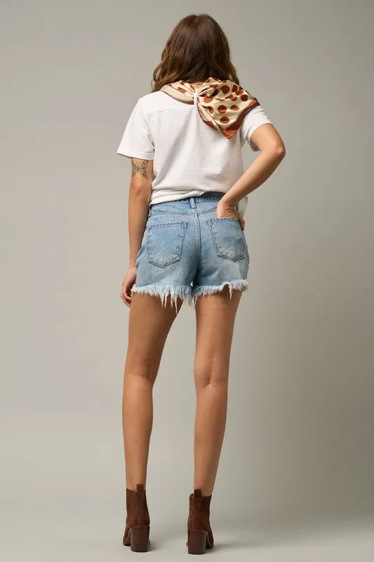 CROSSOVER PREMIUM DENIM MOM SHORTS