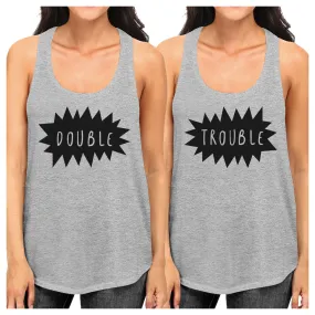 Double Trouble BFF Matching Grey Tank Tops