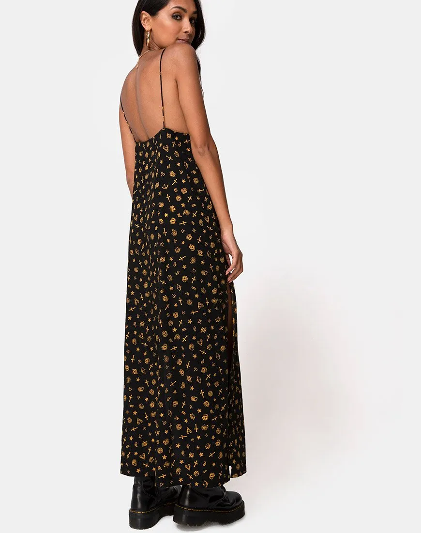 Hermina Maxi Dress in Mini Astro Black