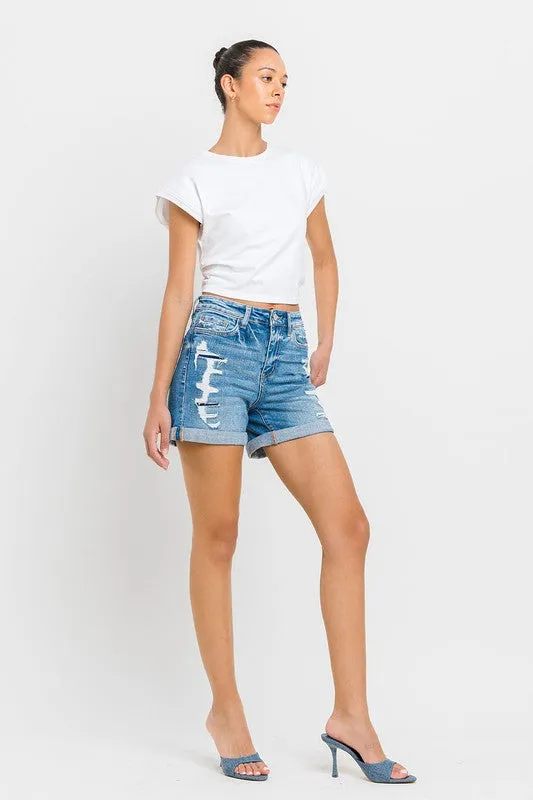 High Rise Double Cuff Shorts