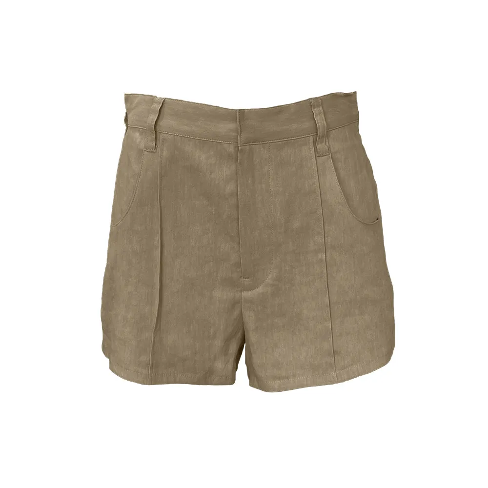 High-waisted linen shorts