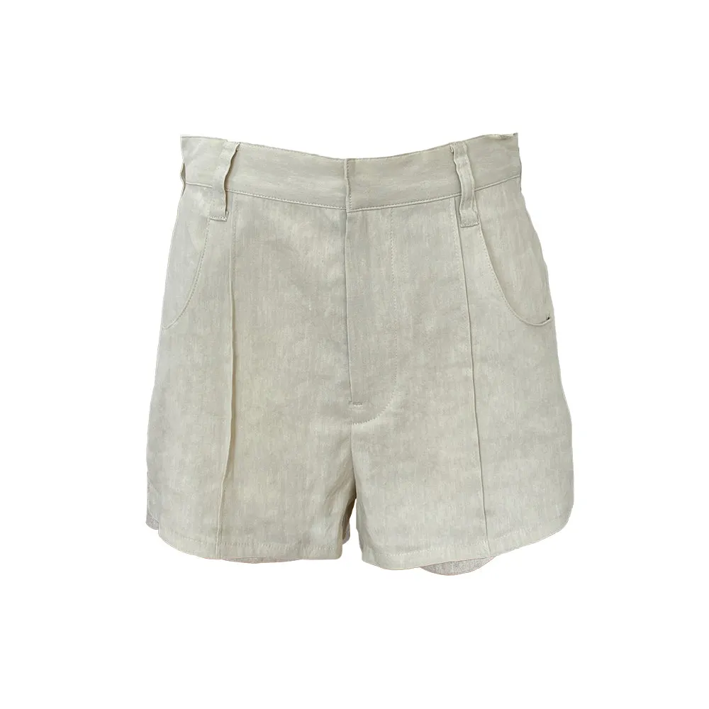 High-waisted linen shorts