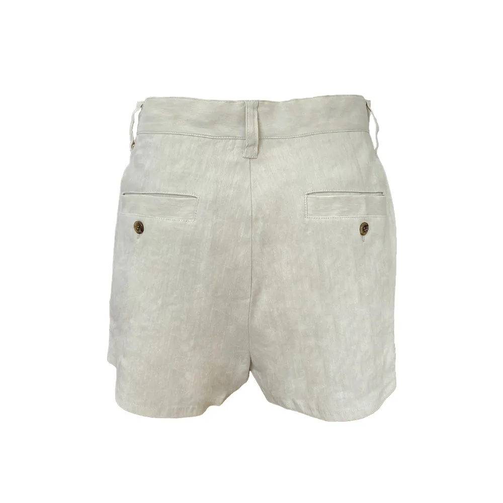 High-waisted linen shorts