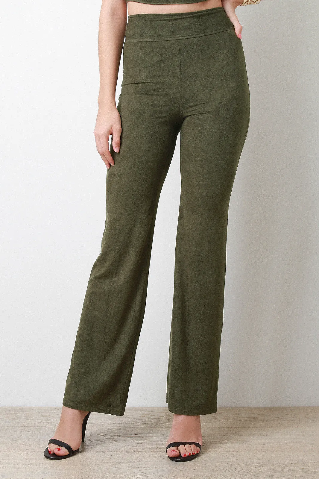 High Waisted Vegan Suede Pants