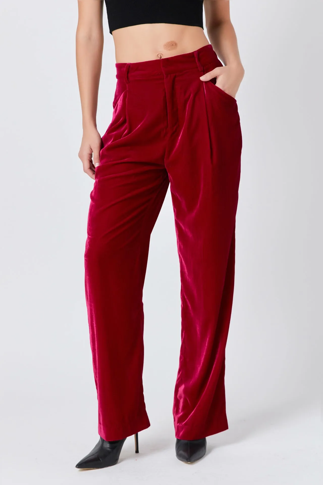 High-Waisted Velvet Pants