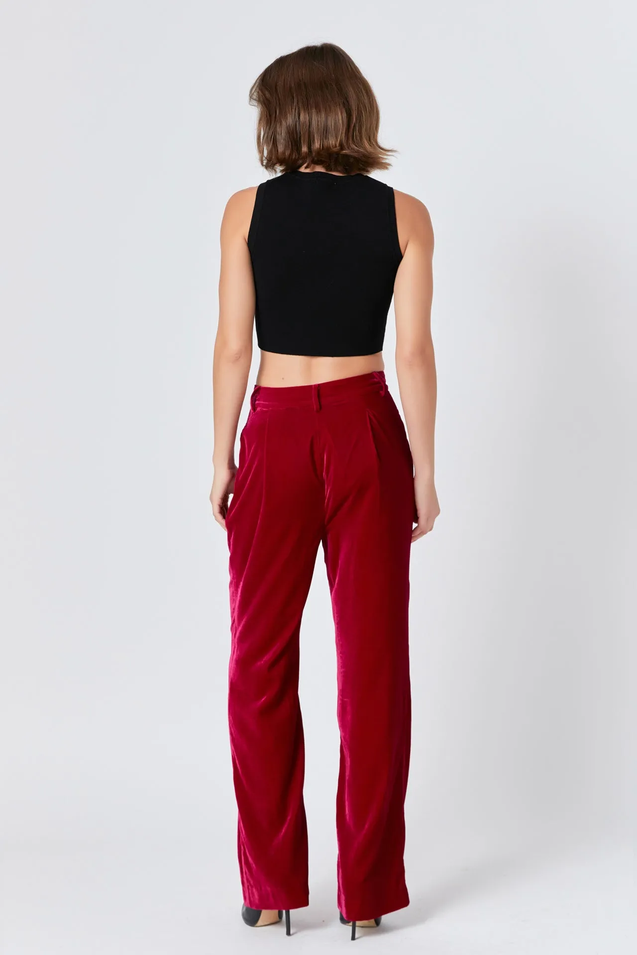 High-Waisted Velvet Pants