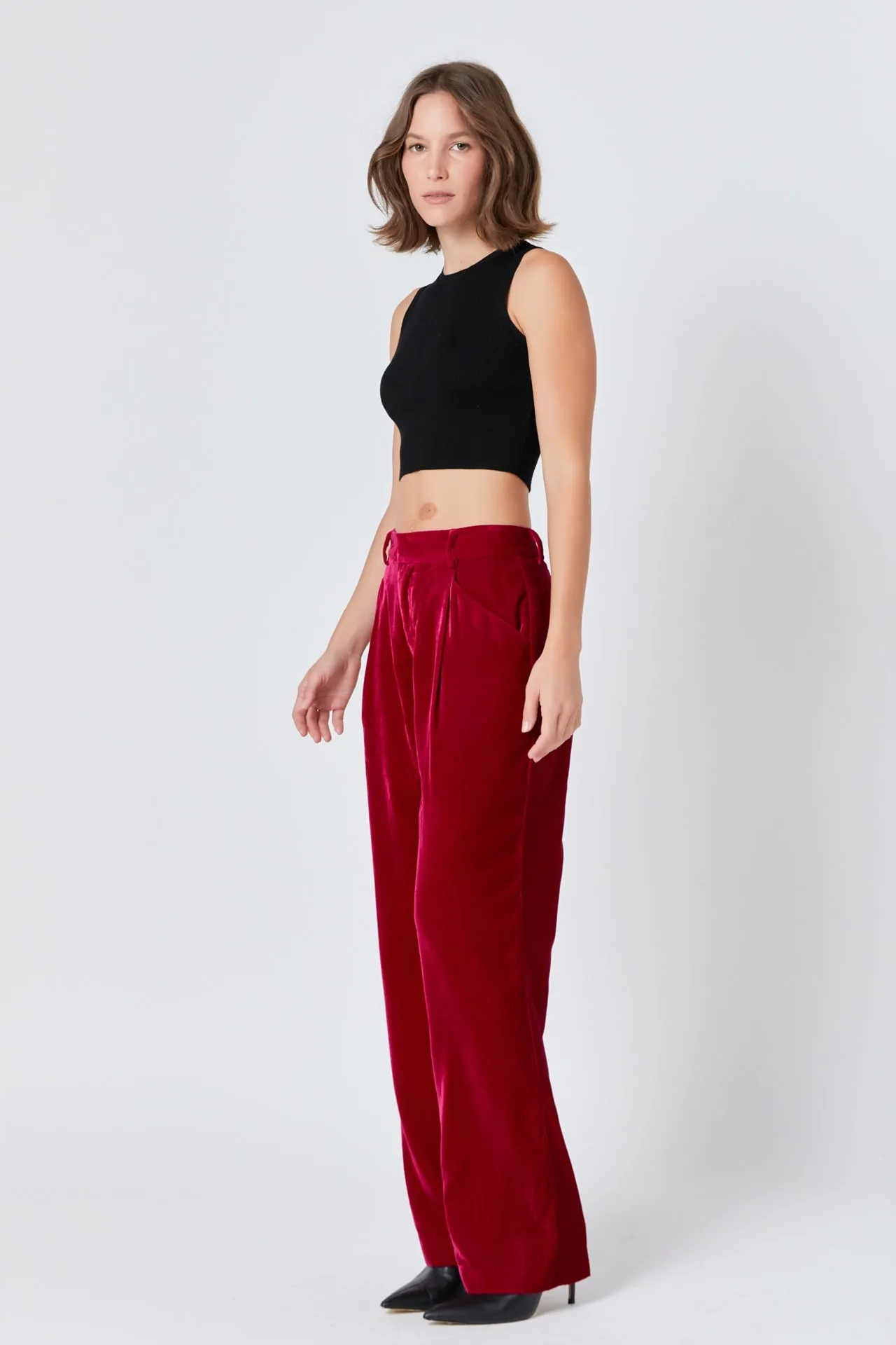 High-Waisted Velvet Pants