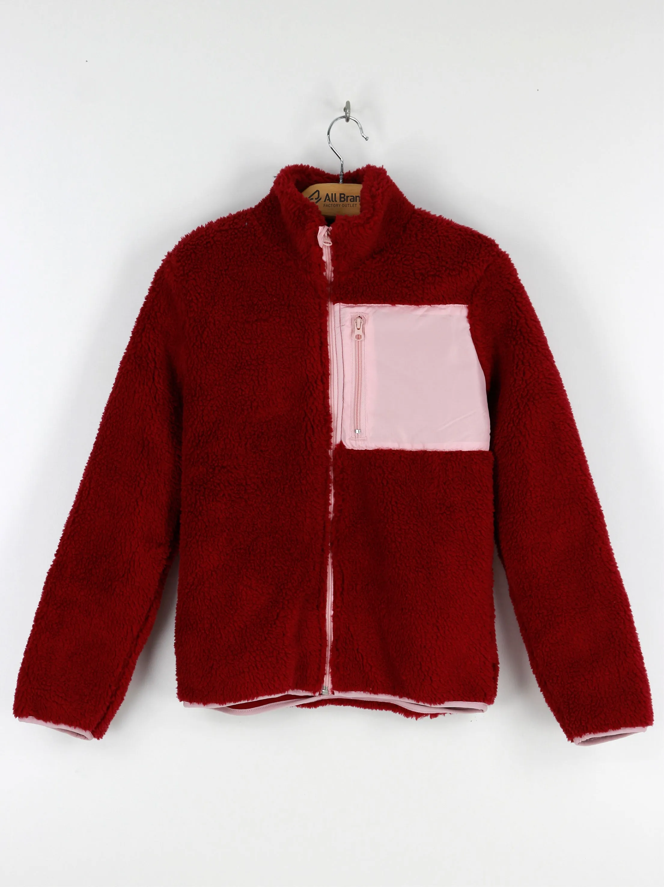 kids Girl Color Block Fleece Jackets,Burgundy