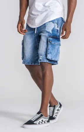 Light Blue Ripped Cargo Shorts