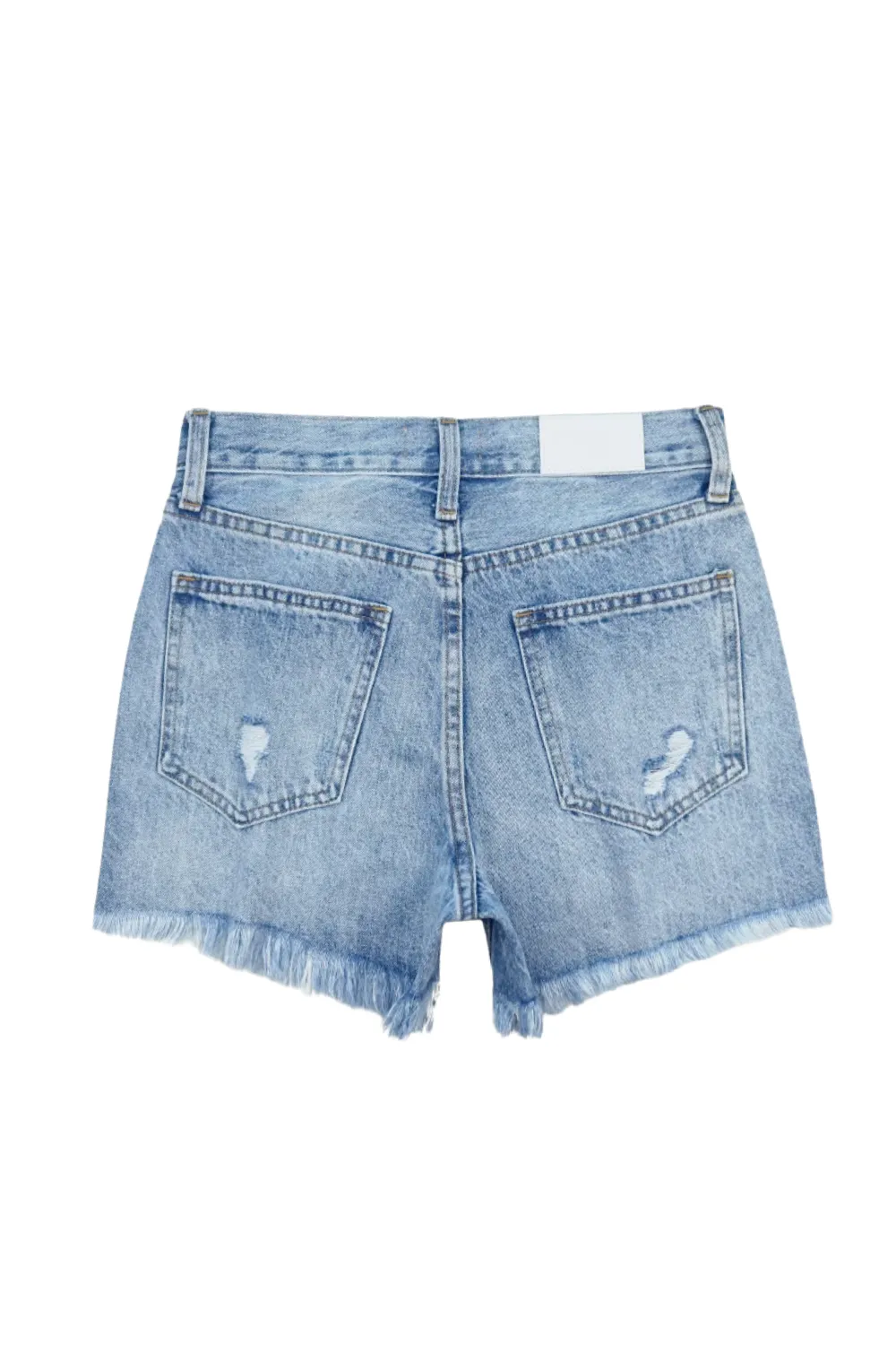 'Melanie' High Waist Ripped Washed Denim Shorts