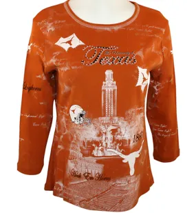 P-Michael Collegiate Apparel 3/4 Sleeve, Scoop Neck  Top - U of Texas