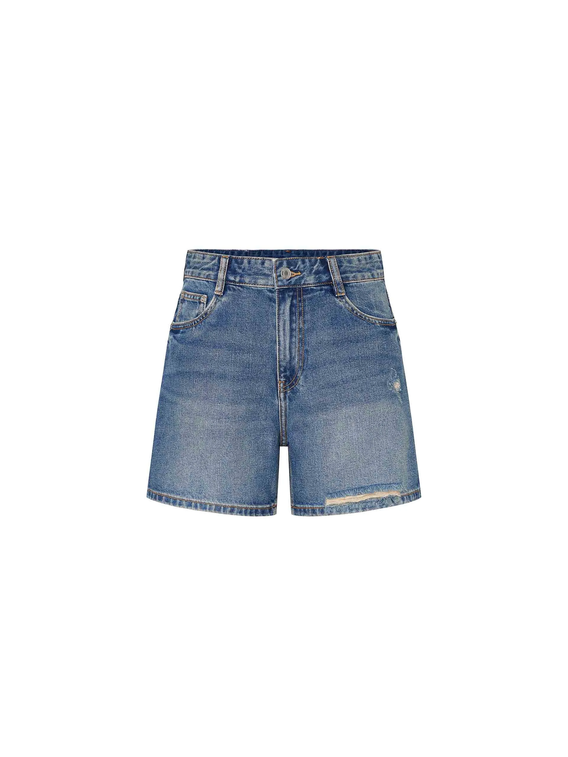 Ripped Details Denim Shorts