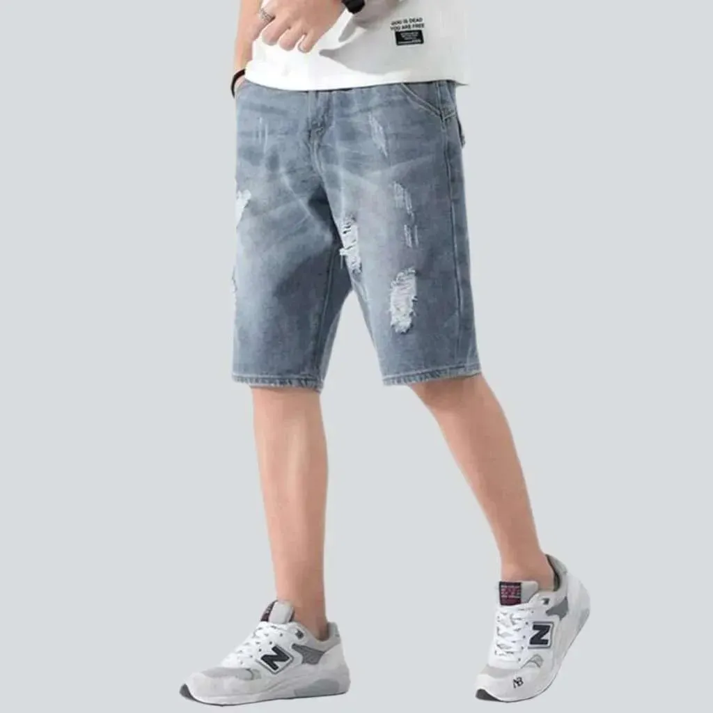 Ripped men's jean shorts