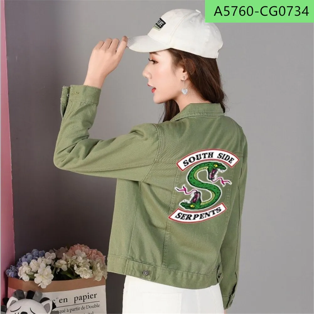 Riverdale denim jackets Women Harajuku hip hop clothing female jeans denim jacket south side snake street top denim ladies coat