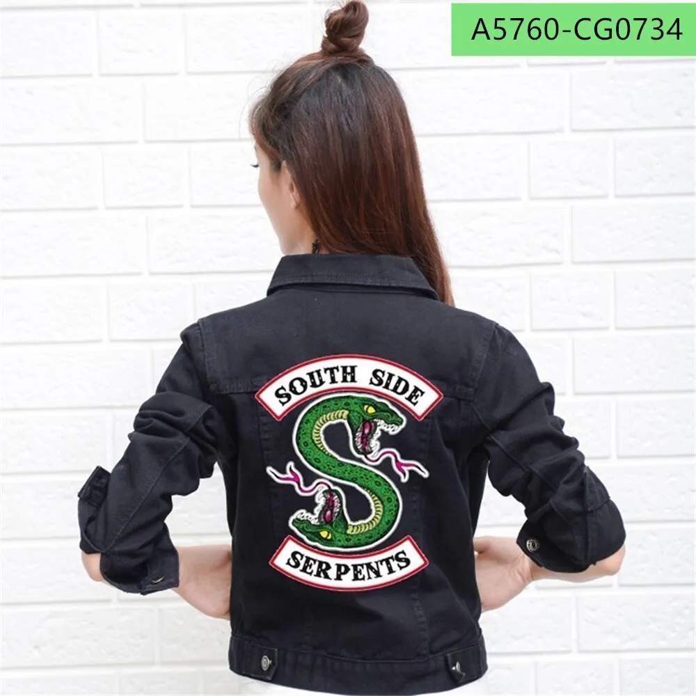 Riverdale denim jackets Women Harajuku hip hop clothing female jeans denim jacket south side snake street top denim ladies coat