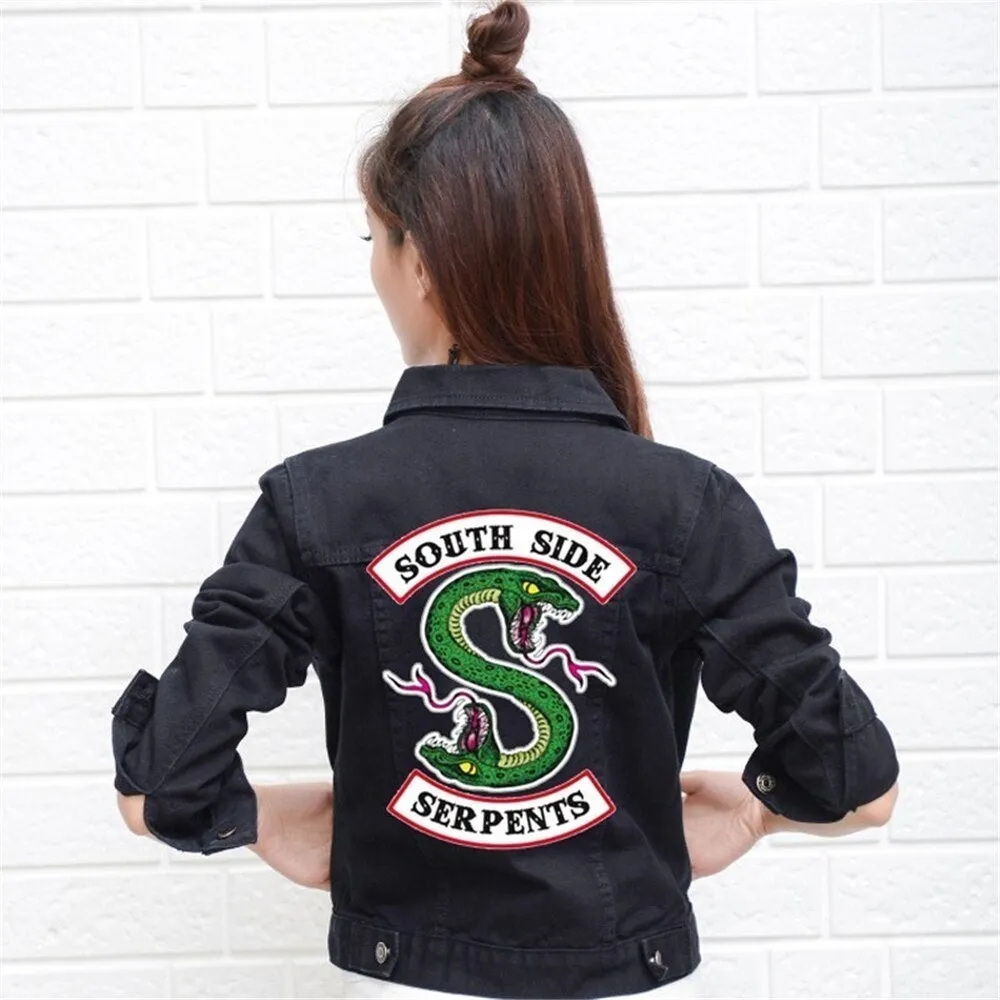 Riverdale denim jackets Women Harajuku hip hop clothing female jeans denim jacket south side snake street top denim ladies coat