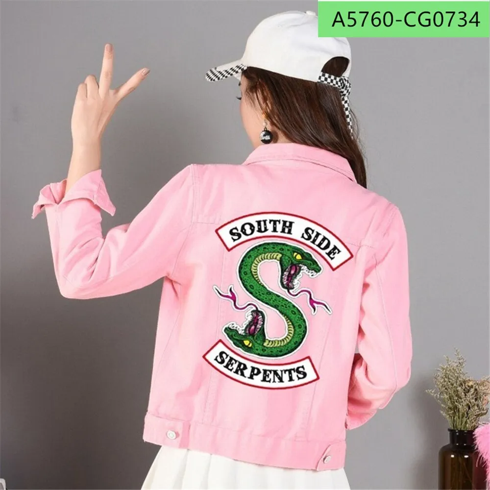 Riverdale denim jackets Women Harajuku hip hop clothing female jeans denim jacket south side snake street top denim ladies coat