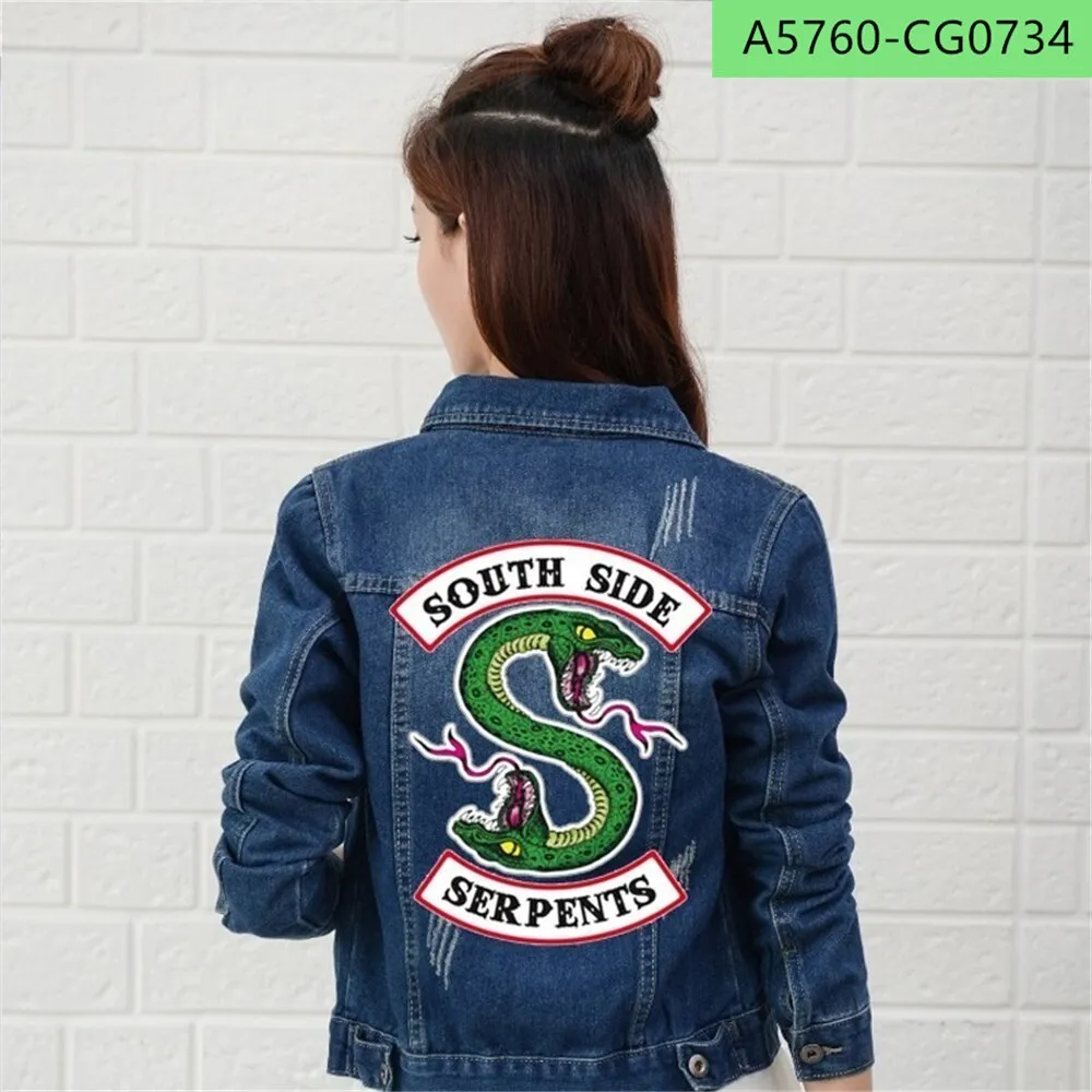 Riverdale denim jackets Women Harajuku hip hop clothing female jeans denim jacket south side snake street top denim ladies coat