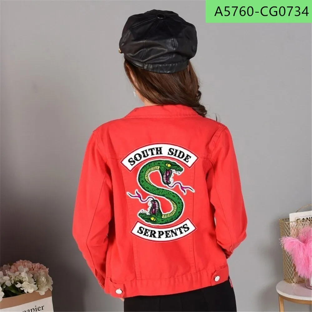 Riverdale denim jackets Women Harajuku hip hop clothing female jeans denim jacket south side snake street top denim ladies coat