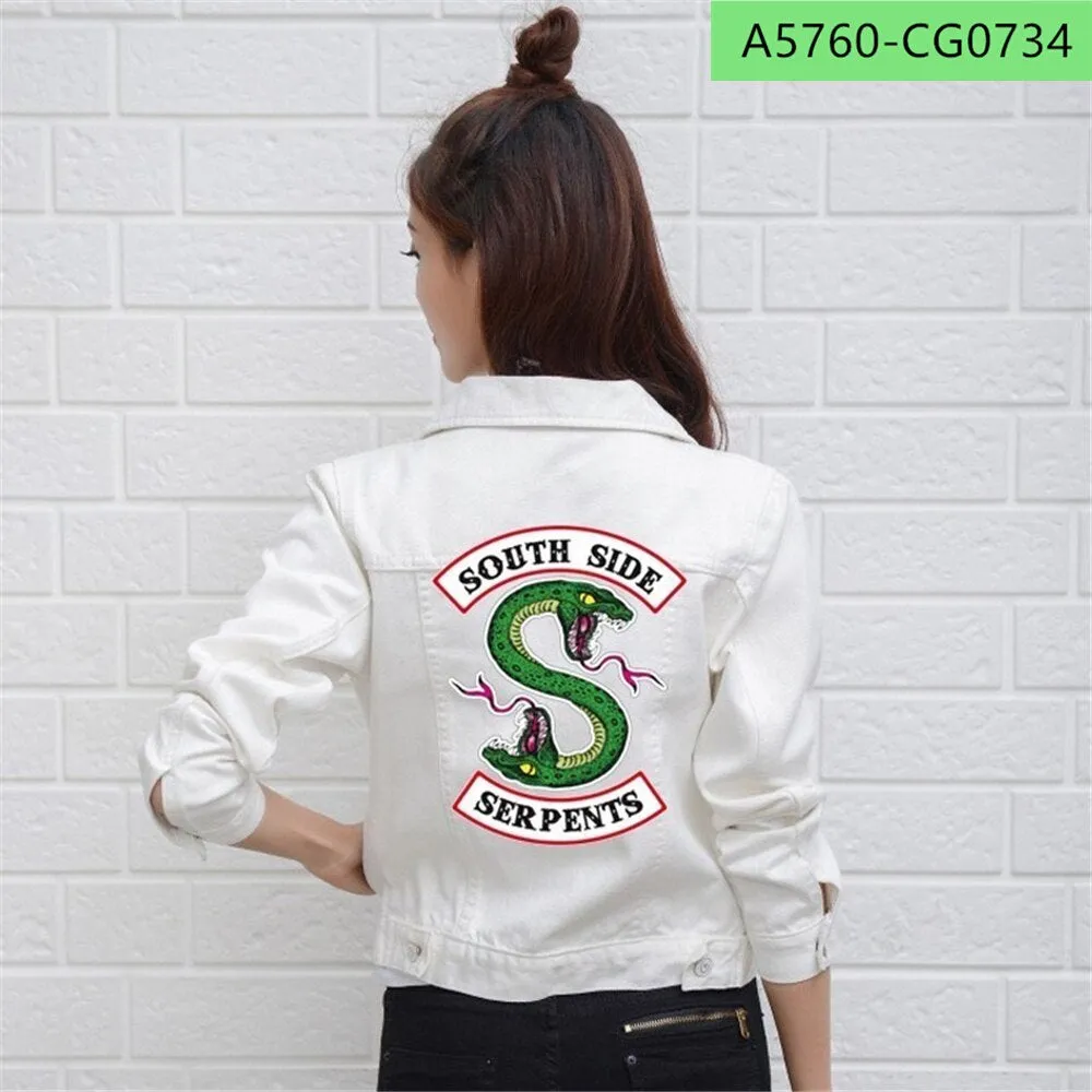 Riverdale denim jackets Women Harajuku hip hop clothing female jeans denim jacket south side snake street top denim ladies coat