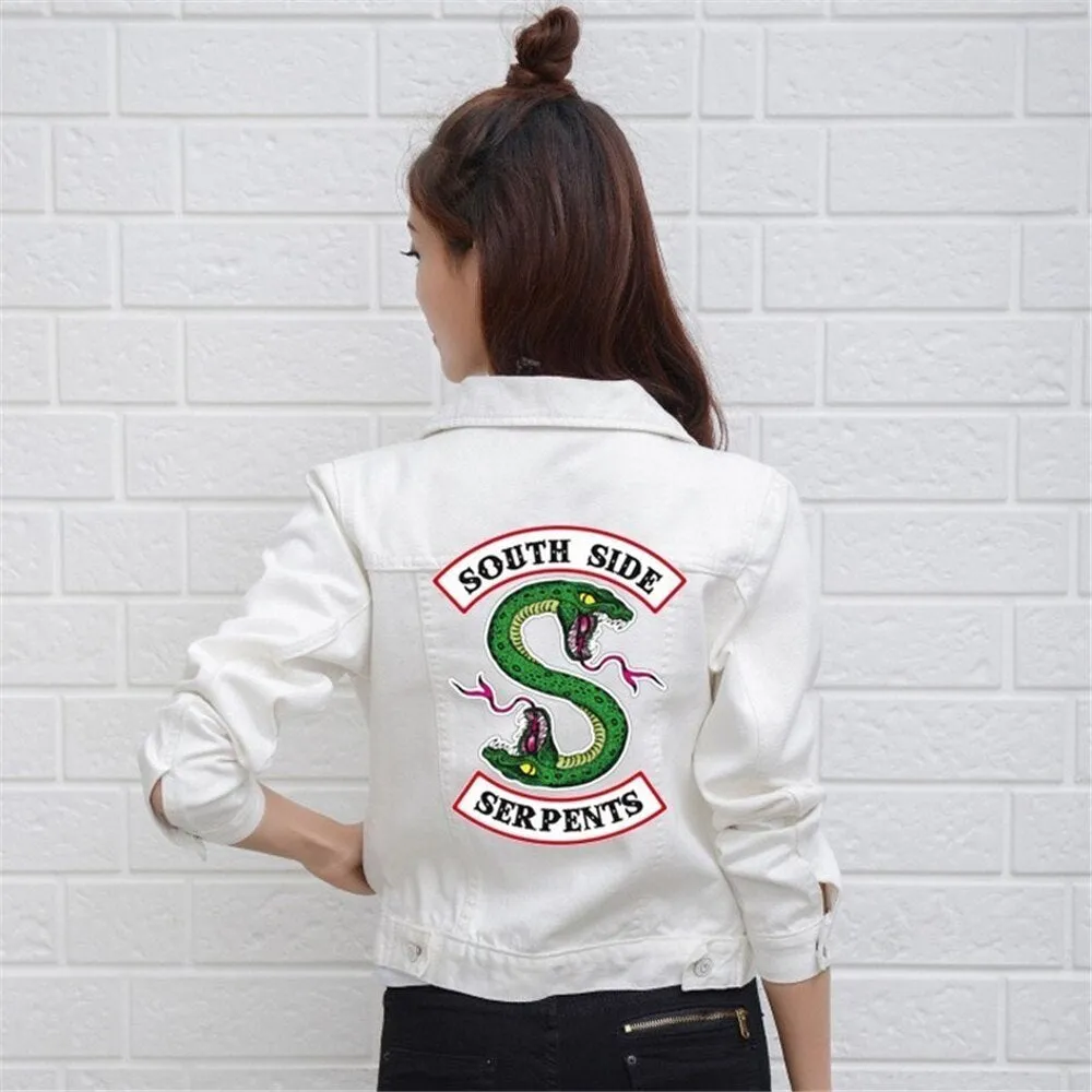 Riverdale denim jackets Women Harajuku hip hop clothing female jeans denim jacket south side snake street top denim ladies coat