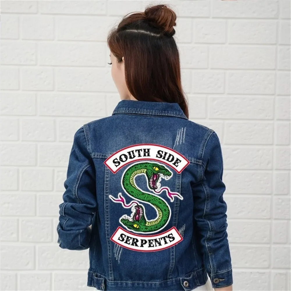 Riverdale denim jackets Women Harajuku hip hop clothing female jeans denim jacket south side snake street top denim ladies coat