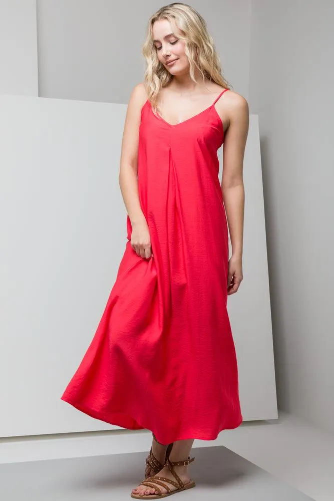 Strappy A-Line Maxi Dress Red