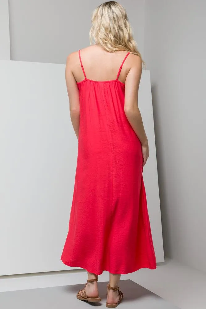 Strappy A-Line Maxi Dress Red