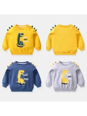 Toddler Baby Cool Fast and Dino Dinosaur Printed Pullover 3 Colors