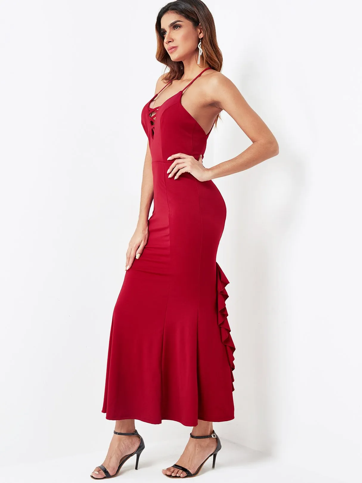 Wholesale Backless Design Halter Maxi Dresses