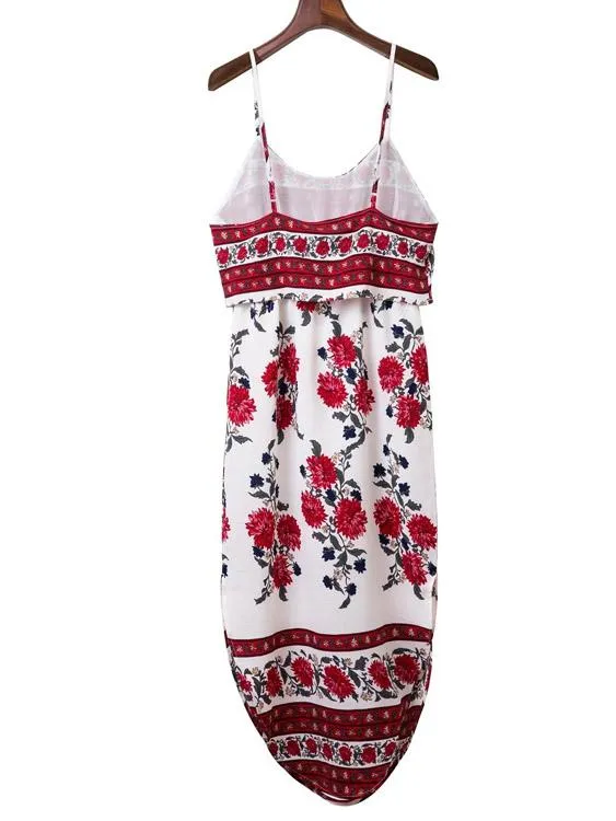 Wholesale Floral Print Drawstring Waist Maxi Dress