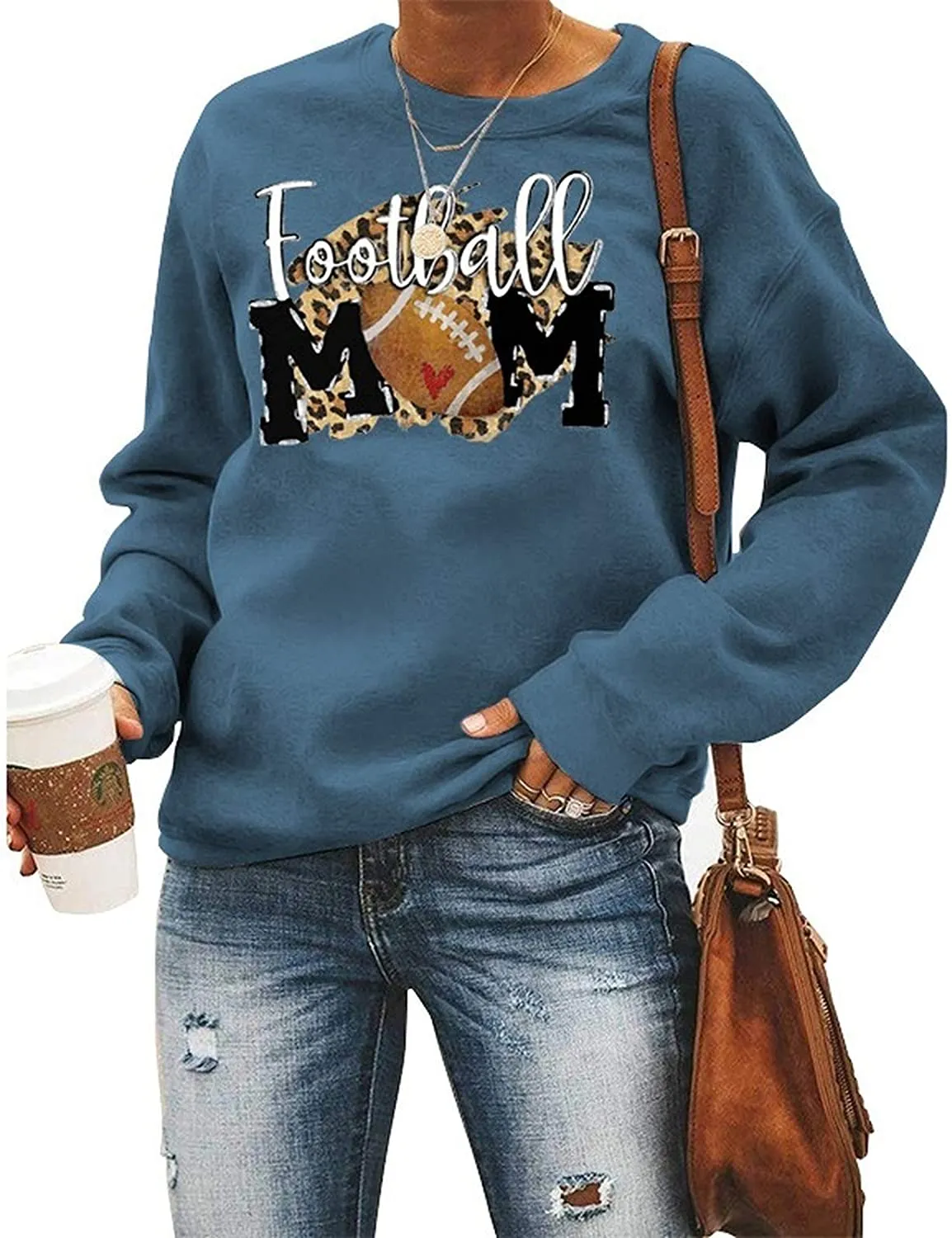 Women Football Mom Graphic Sweatshirt