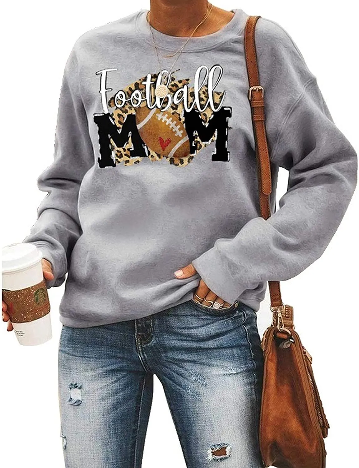 Women Football Mom Graphic Sweatshirt