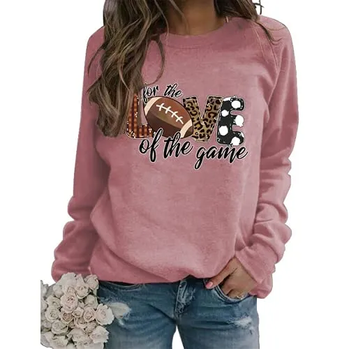 Women for The Love of The Game Football Sweatshirt Leopard Print Graphic Shirt