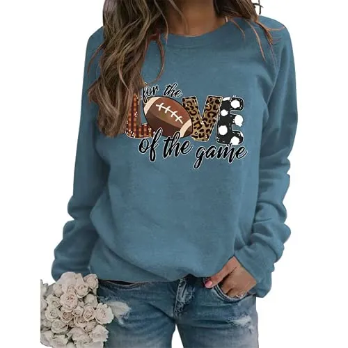 Women for The Love of The Game Football Sweatshirt Leopard Print Graphic Shirt