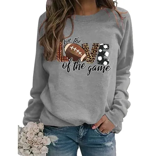 Women for The Love of The Game Football Sweatshirt Leopard Print Graphic Shirt