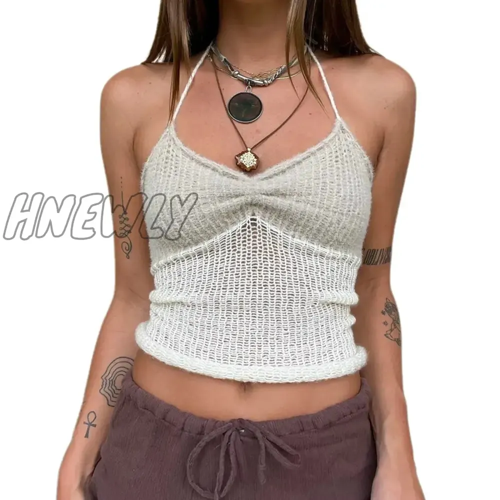 Women’s Halter Crop Cami Tops, Sleeveless Contrast Color Slim Fit Ruched Knit Camisole