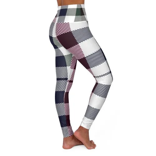 Womens High-waist Fitness Legging Yoga Pants - Multicolor Plaid