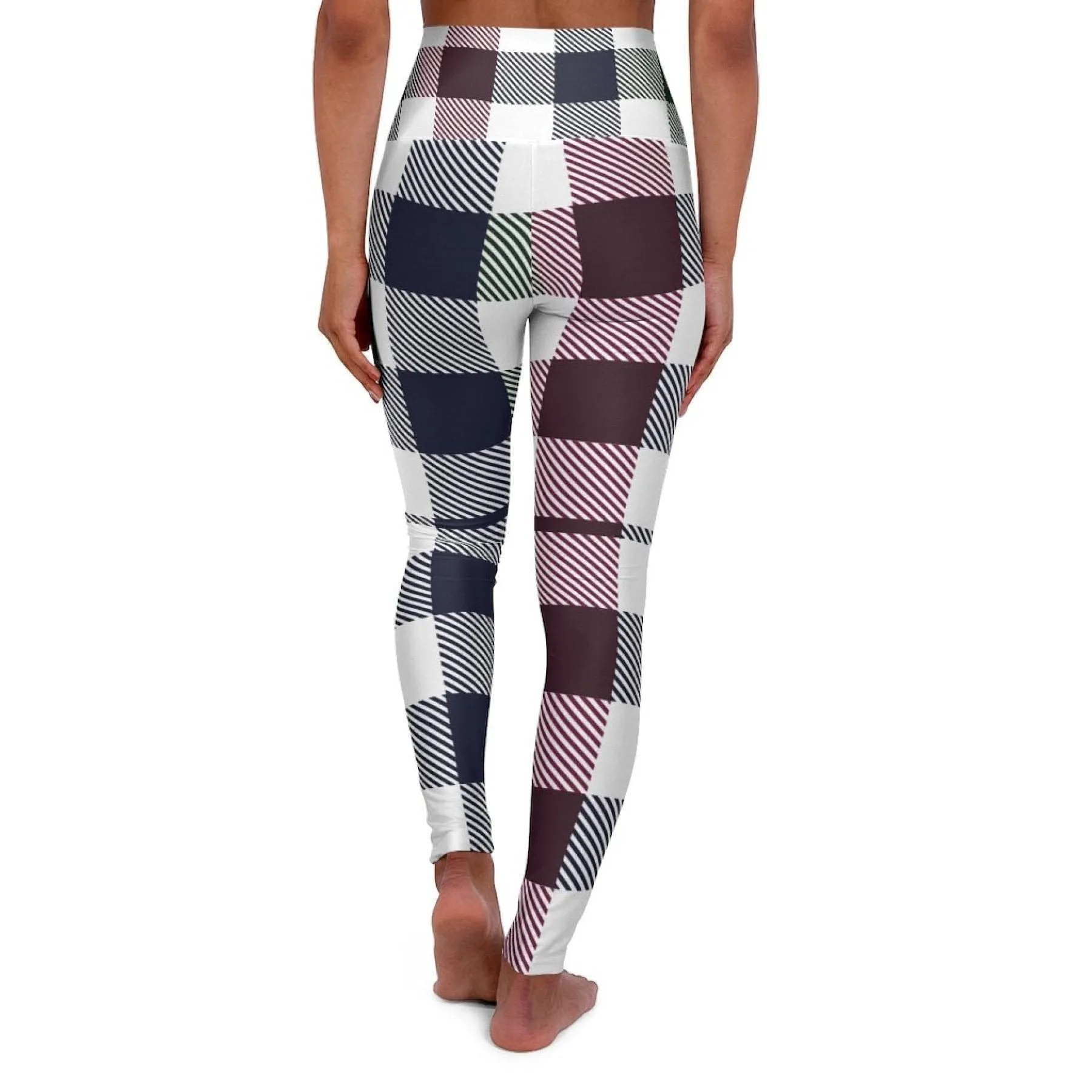 Womens High-waist Fitness Legging Yoga Pants - Multicolor Plaid